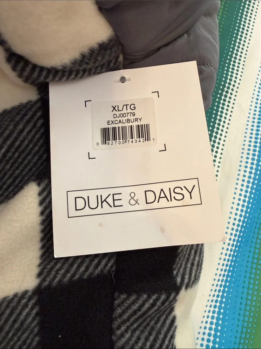 Black & White Buffalo Plaid Fleece Dog Coat